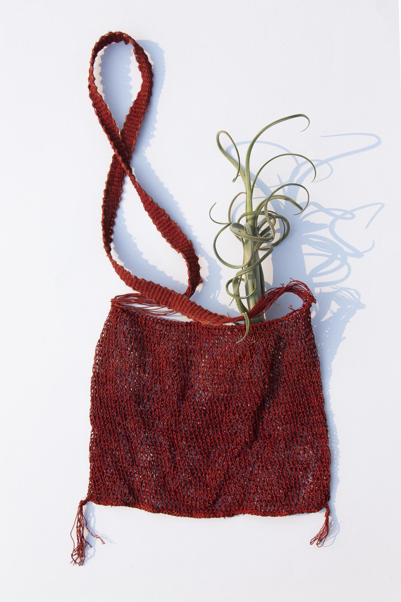 Embroidered tote bag with abstract motifs