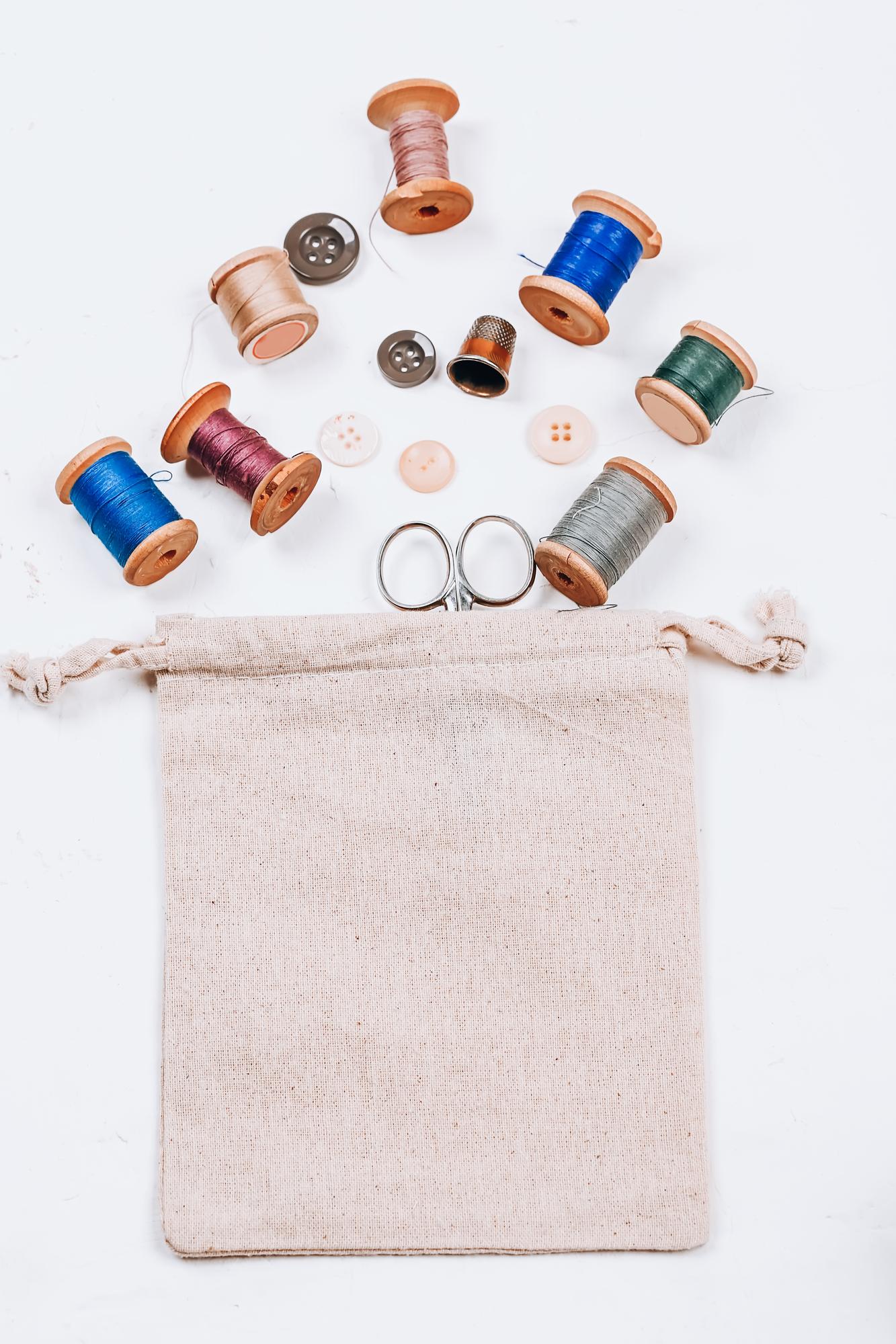 Flatlay of stitched samples and price tags